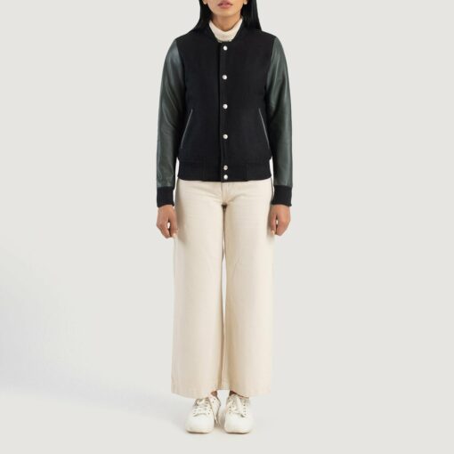 Savant Green & Black Hybrid Varsity Jacket - Image 3