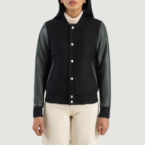 Savant Green & Black Hybrid Varsity Jacket - Image 4