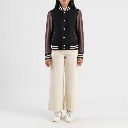 Savant Maroon & Black Hybrid Varsity Jacket - Image 3