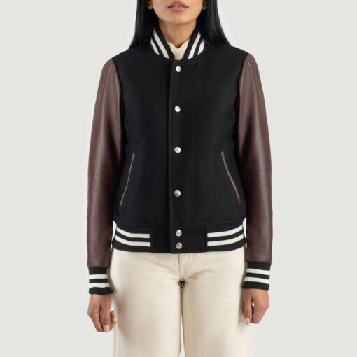 Savant Maroon & Black Hybrid Varsity Jacket - Image 4