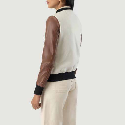 Savant White & Brown Hybrid Varsity Jacket - Image 5