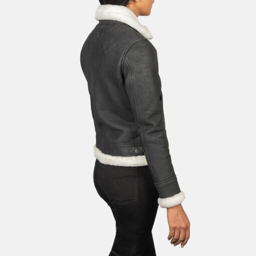 Sherilyn B-3 Black & White Leather Bomber Jacket - Image 5