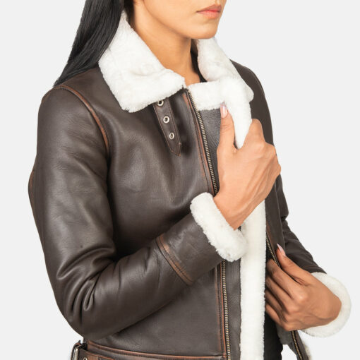 Sherilyn B-3 Brown Leather Bomber Jacket - Image 6