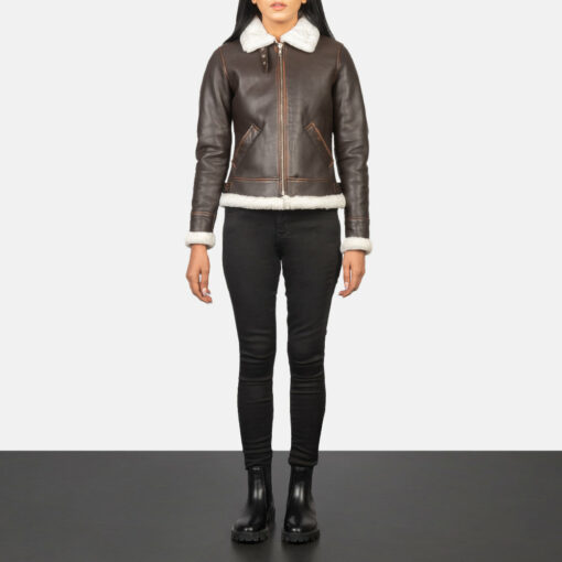 Sherilyn B-3 Brown Leather Bomber Jacket - Image 3