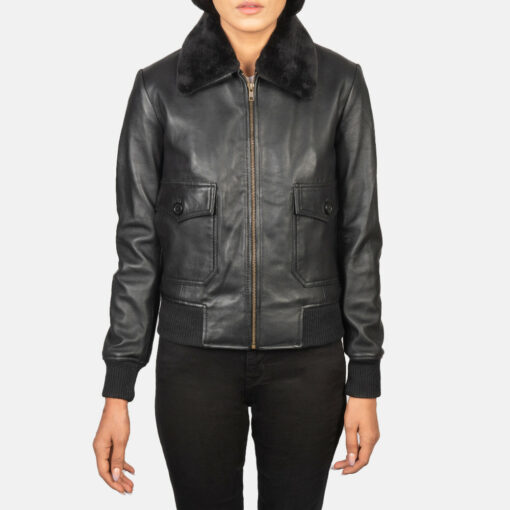 Stella G-1 Black Leather Bomber Jacket - Image 4