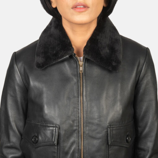 Stella G-1 Black Leather Bomber Jacket - Image 6
