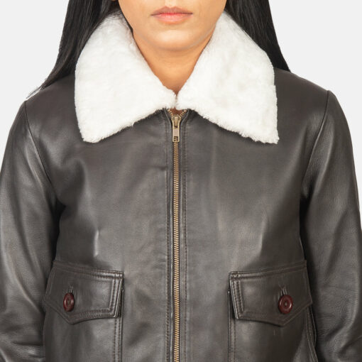 Stella G-1 Brown Leather Bomber Jacket - Image 6