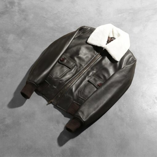 Stella G-1 Brown Leather Bomber Jacket - Image 8