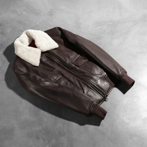 Stella G-1 Maroon Leather Bomber Jacket - Image 7
