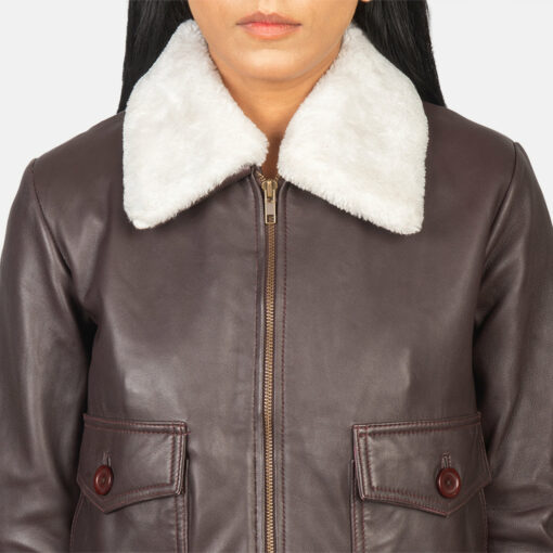 Stella G-1 Maroon Leather Bomber Jacket - Image 6