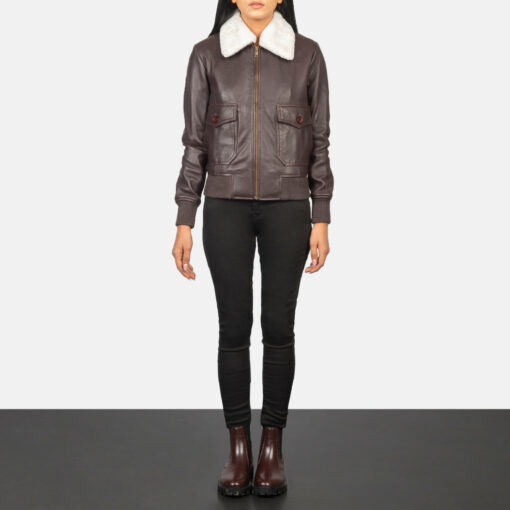 Stella G-1 Maroon Leather Bomber Jacket - Image 3