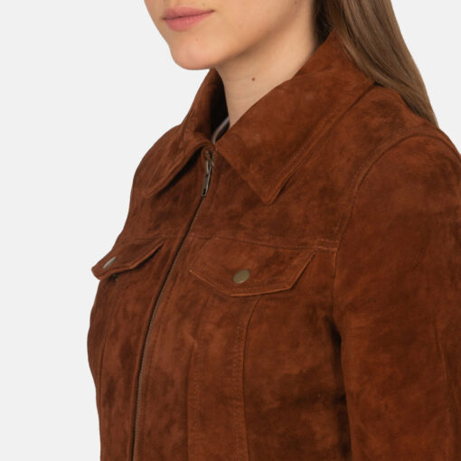Suzy Brown Suede Trucker Jacket - Image 6