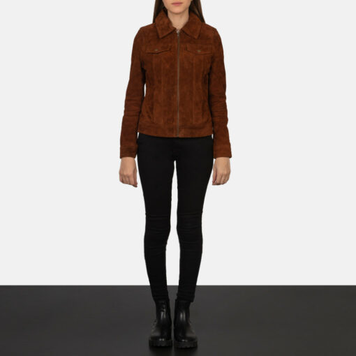 Suzy Brown Suede Trucker Jacket - Image 4