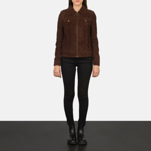Suzy Mocha Suede Trucker Jacket - Image 4