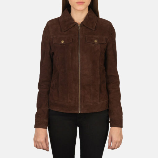 Suzy Mocha Suede Trucker Jacket - Image 2