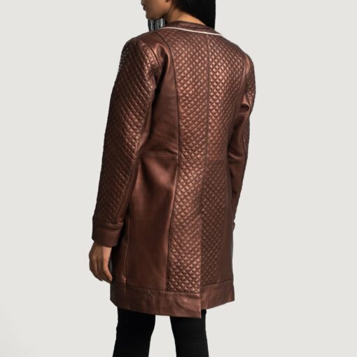 Trudy Lane Quilted Maroon Leather Coat - Image 5
