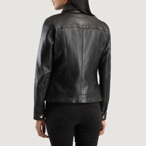 Vixen Black Classic Collar Leather Jacket - Image 5
