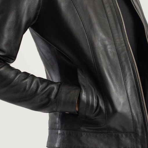 Vixen Black Classic Collar Leather Jacket - Image 6