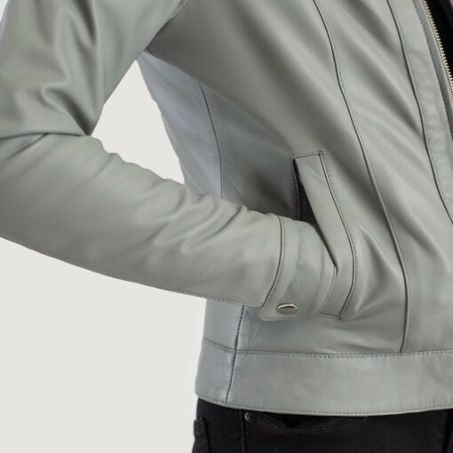 Vixen Grey Classic Collar Leather Jacket - Image 6