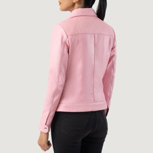 Vixen Pink Classic Collar Leather Jacket - Image 5