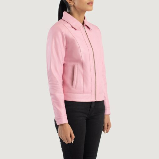 Vixen Pink Classic Collar Leather Jacket - Image 2