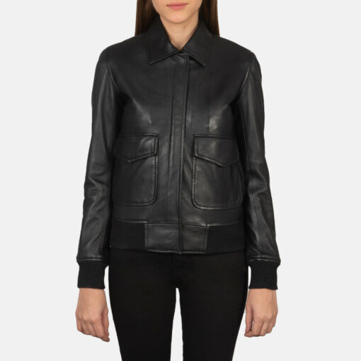 Westa A-2 Black Leather Bomber Jacket - Image 4