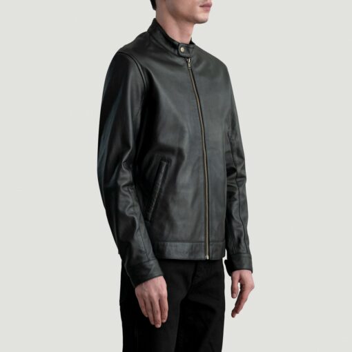 Zen Black Leather Biker Jacket - Image 2