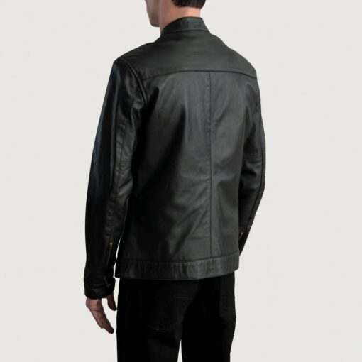 Zen Black Leather Biker Jacket - Image 5