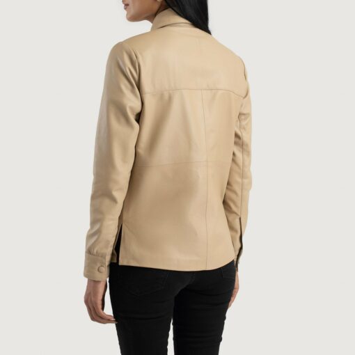 Zenith Beige Leather Shirt Jacket - Image 5