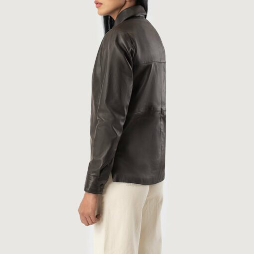 Zenith Brown Leather Shirt Jacket - Image 5