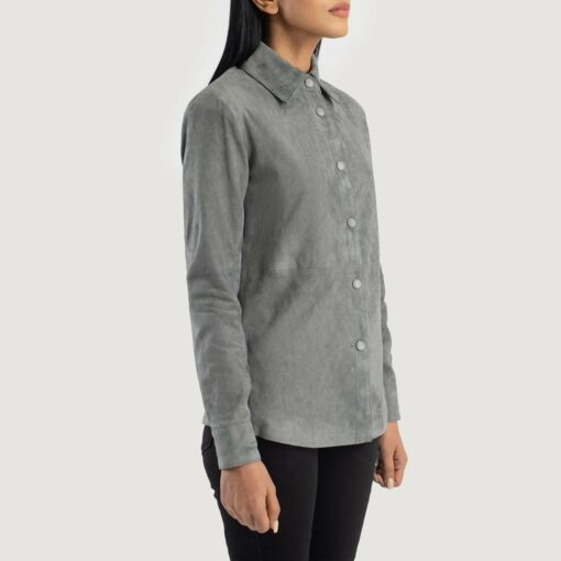 Zenith Grey Suede Leather Shirt Jacket - Image 2