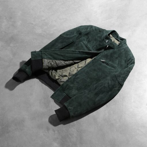 Zenna Green Suede Bomber Jacket - Image 8