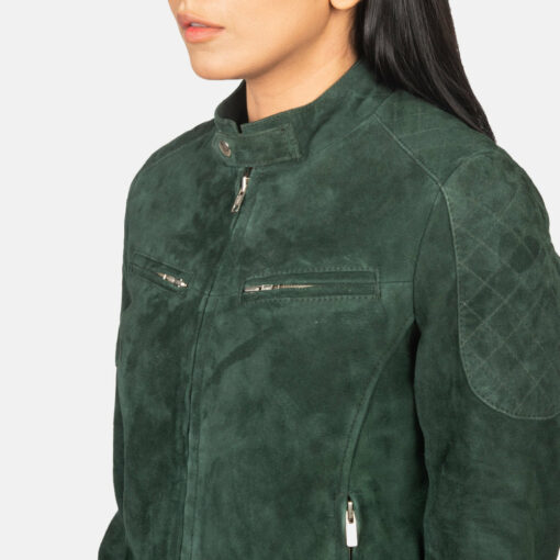 Zenna Green Suede Bomber Jacket - Image 6
