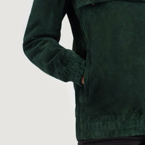 Zest Green Hooded Suede Pullover Jacket - Image 6