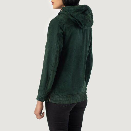 Zest Green Hooded Suede Pullover Jacket - Image 5