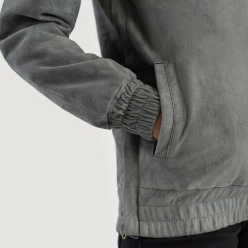 Zest Grey Hooded Suede Pullover Jacket - Image 6