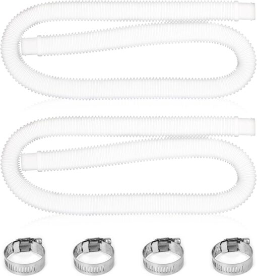 1. 25" Pool Filter Pump Hose Replacement - 59 Inch Above Ground Pool Hose with Clamps (2 Pack)