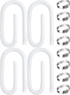 1. 59" Pool Pump Hose Replacement Kit - 1.5 Inch Diameter with Clamps (4 Pack)