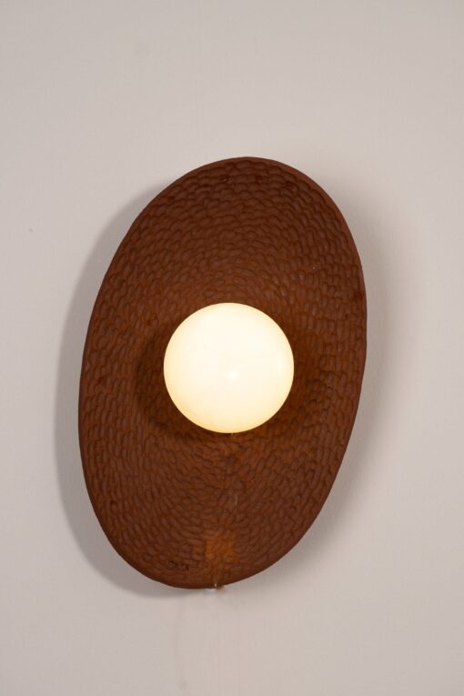 11" Terracotta LED Wall Lamp - Bohemian Textured Amorphous Light - Christmas Item Idea - Image 3