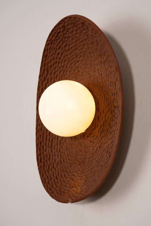 11" Terracotta LED Wall Lamp - Bohemian Textured Amorphous Light - Christmas Item Idea - Image 4