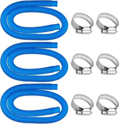 1.25" x 59" Pool Hose 3-Pack for Intex Pumps - Above Ground Pool Pump Replacement Kit with Clamps