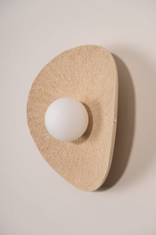 15" Beige Textured Ceramic Wall Lamp - Handmade Stoneware Sconce - Modern Lighting - Christmas Item - Image 4