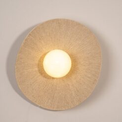 15" Beige Textured Ceramic Wall Lamp - Handmade Stoneware Sconce - Modern Lighting - Christmas Item