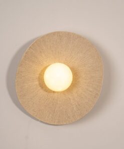 15" Beige Textured Ceramic Wall Lamp - Handmade Stoneware Sconce - Modern Lighting - Christmas Item