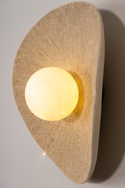 15" Beige Textured Ceramic Wall Lamp - Handmade Stoneware Sconce - Modern Lighting - Christmas Item - Image 2