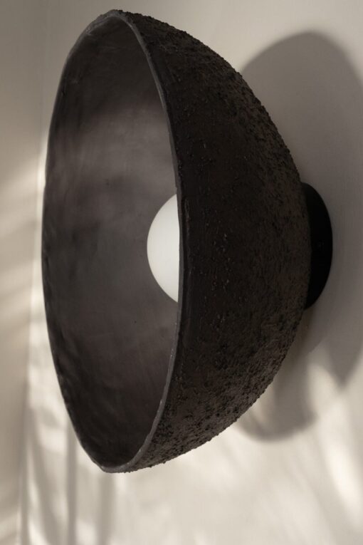 15" Black Ceramic Wabi Sabi Wall Sconce - Minimalist Pottery Lighting - Living Room Lamp - New Year Item - Image 4