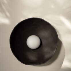 15" Black Ceramic Wabi Sabi Wall Sconce - Minimalist Pottery Lighting - Living Room Lamp - New Year Item