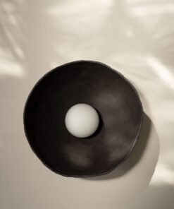 15" Black Ceramic Wabi Sabi Wall Sconce - Minimalist Pottery Lighting - Living Room Lamp - New Year Item