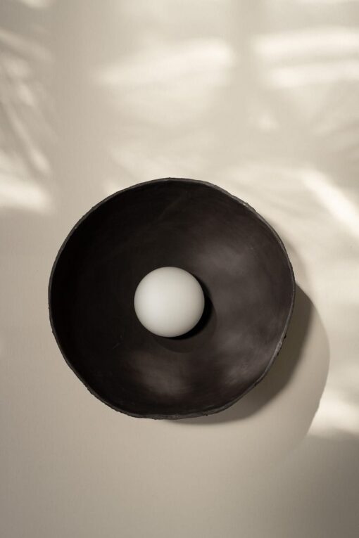 15" Black Ceramic Wabi Sabi Wall Sconce - Minimalist Pottery Lighting - Living Room Lamp - New Year Item