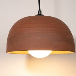 15" Terracotta Pendant Light - Large Handmade Ceramic Chandelier - Wabi Sabi Style Kitchen Island Lighting